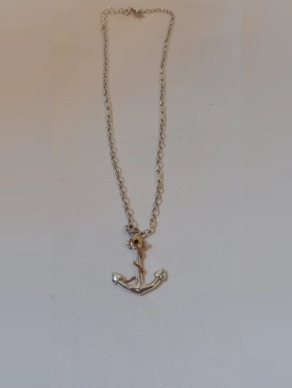 Brighton Anchor Necklace Silver Nautical Pendant Rope Detail Starfish Chain
